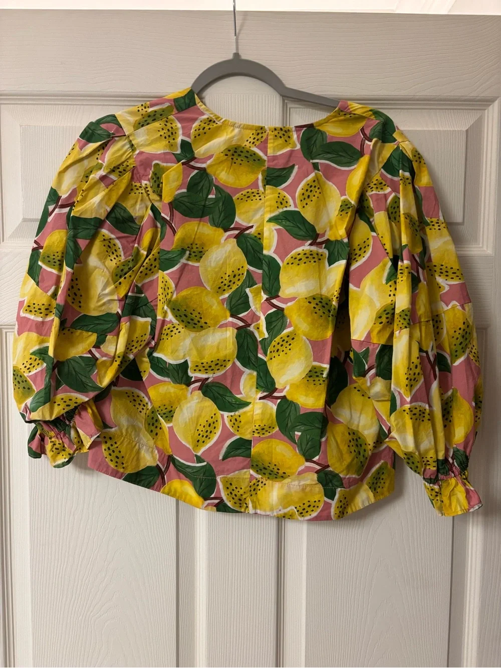 FARM Rio Pink Lemon-Print V-Neck Blouse
